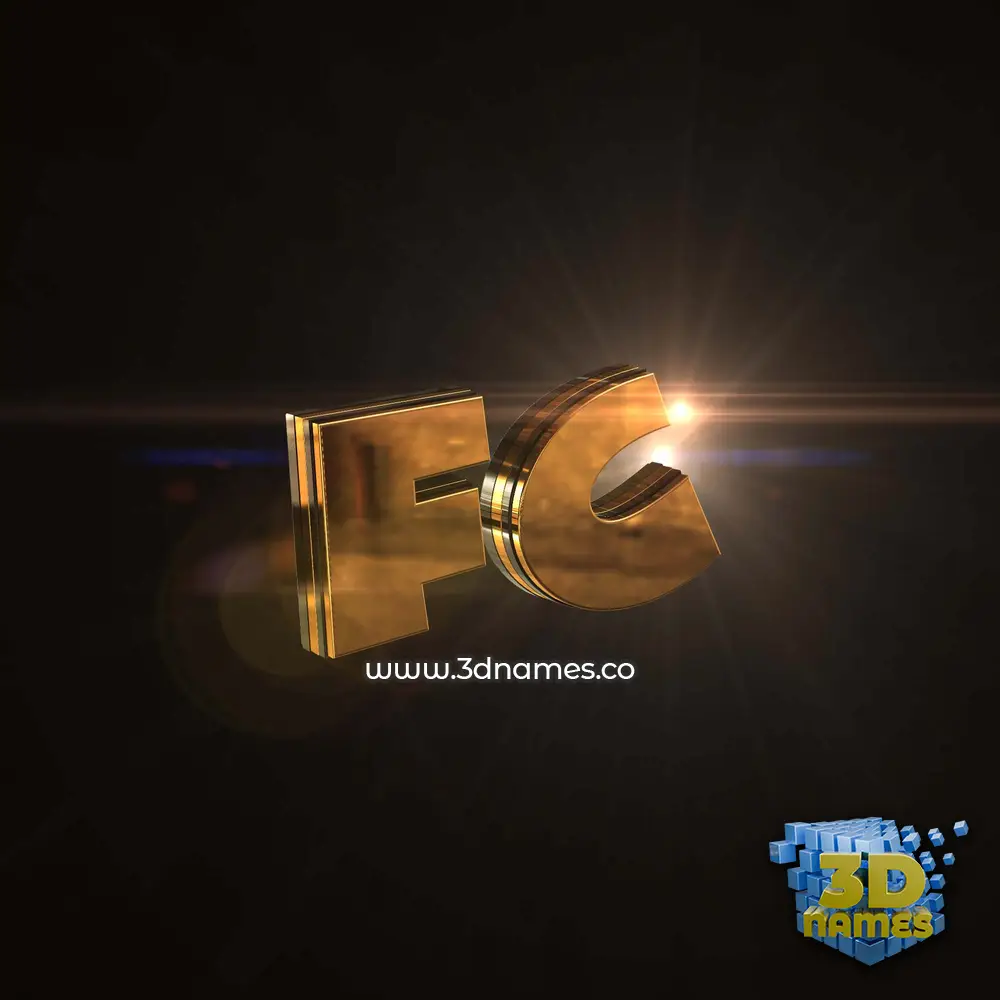 fc in Golden Sparkle style - 3D name wallpaper