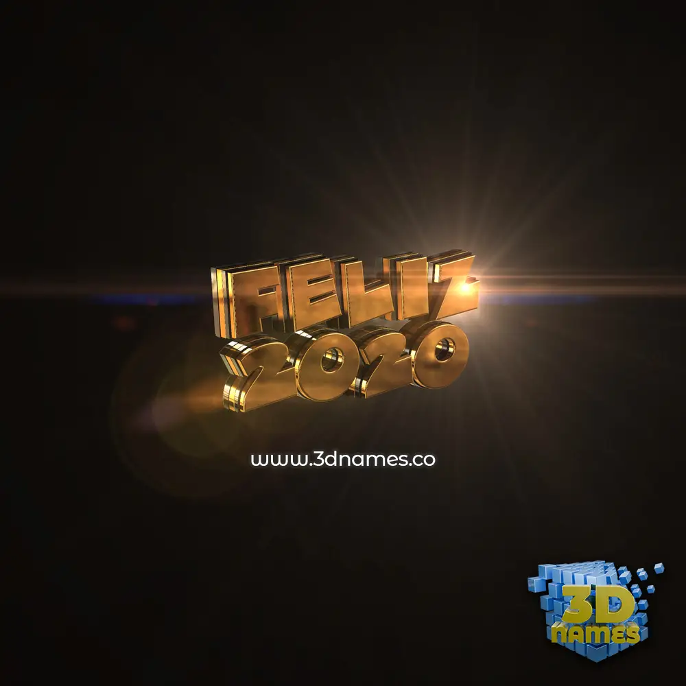 feliz 2020 in Golden Sparkle style - 3D name wallpaper