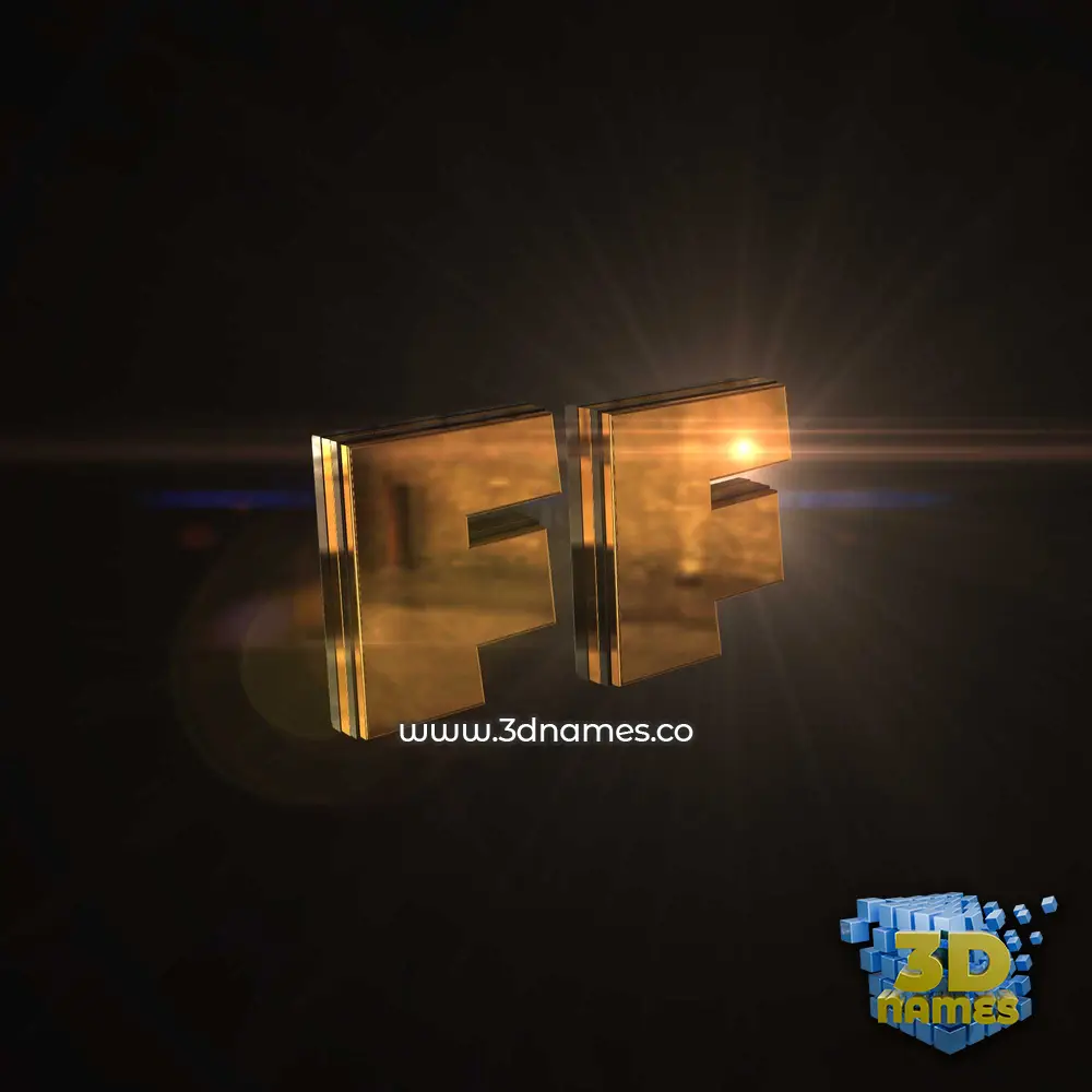 ff in Golden Sparkle style - 3D name wallpaper