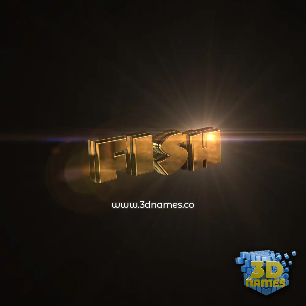 fish in Golden Sparkle style - 3D name wallpaper