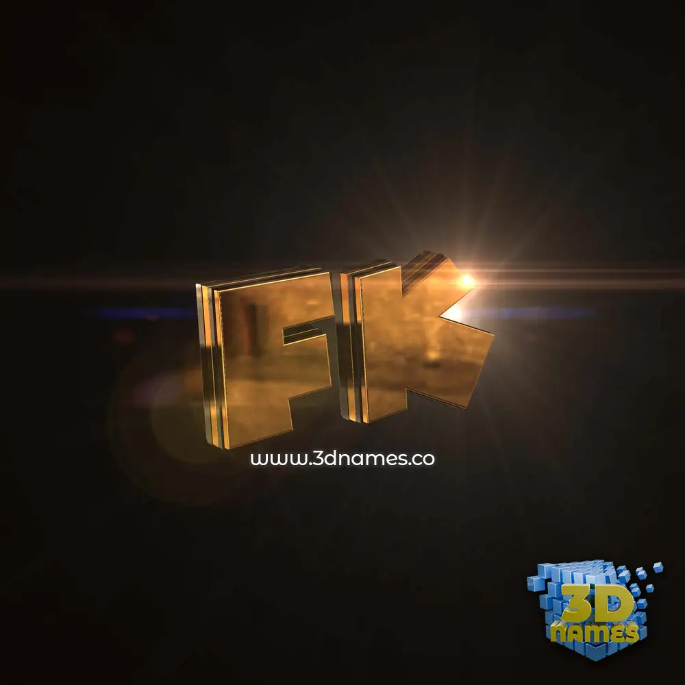 fk in Golden Sparkle style - 3D name wallpaper