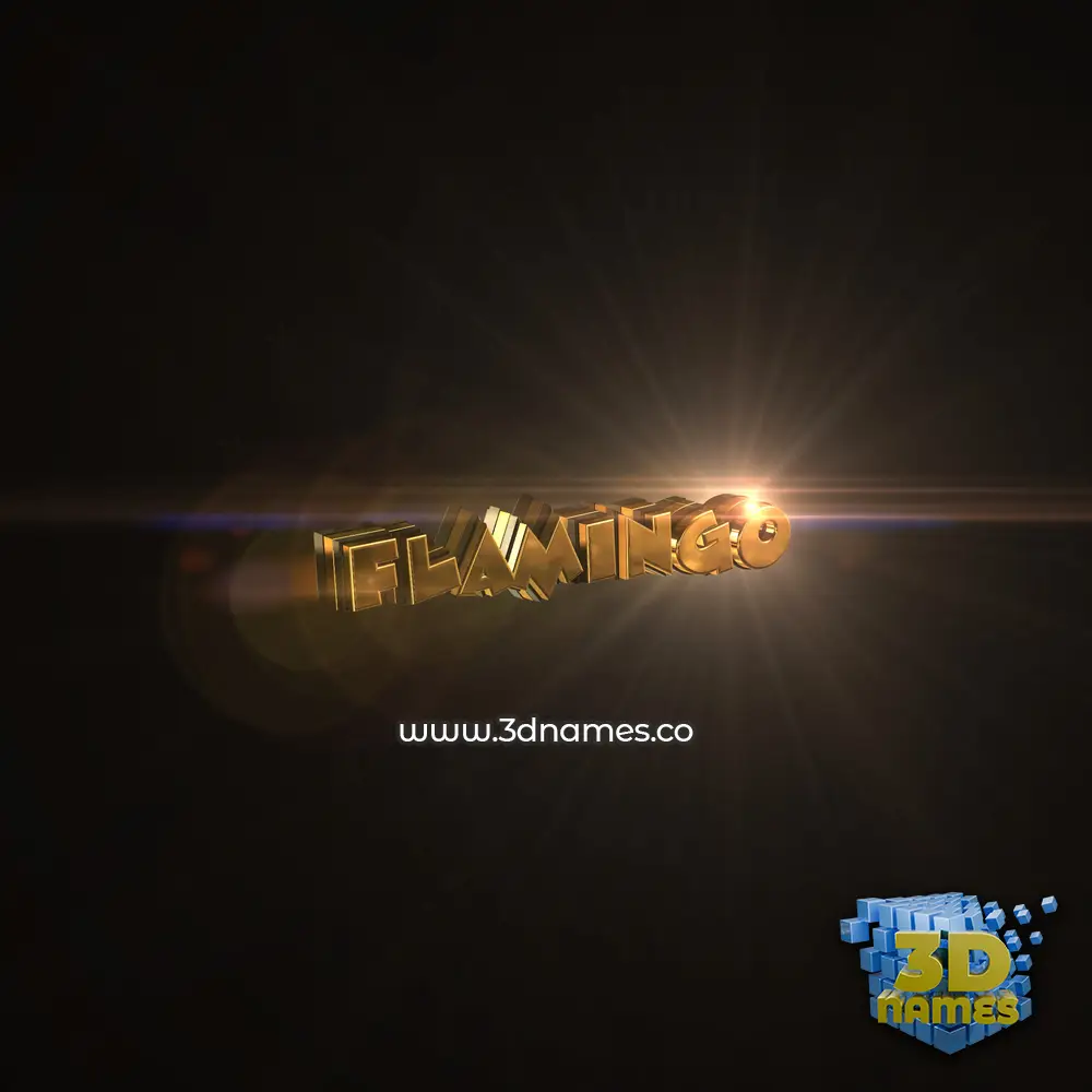 flamingo in Golden Sparkle style - 3D name wallpaper