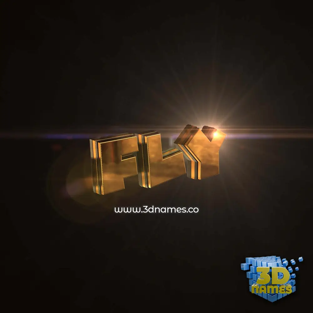 fly in Golden Sparkle style - 3D name wallpaper