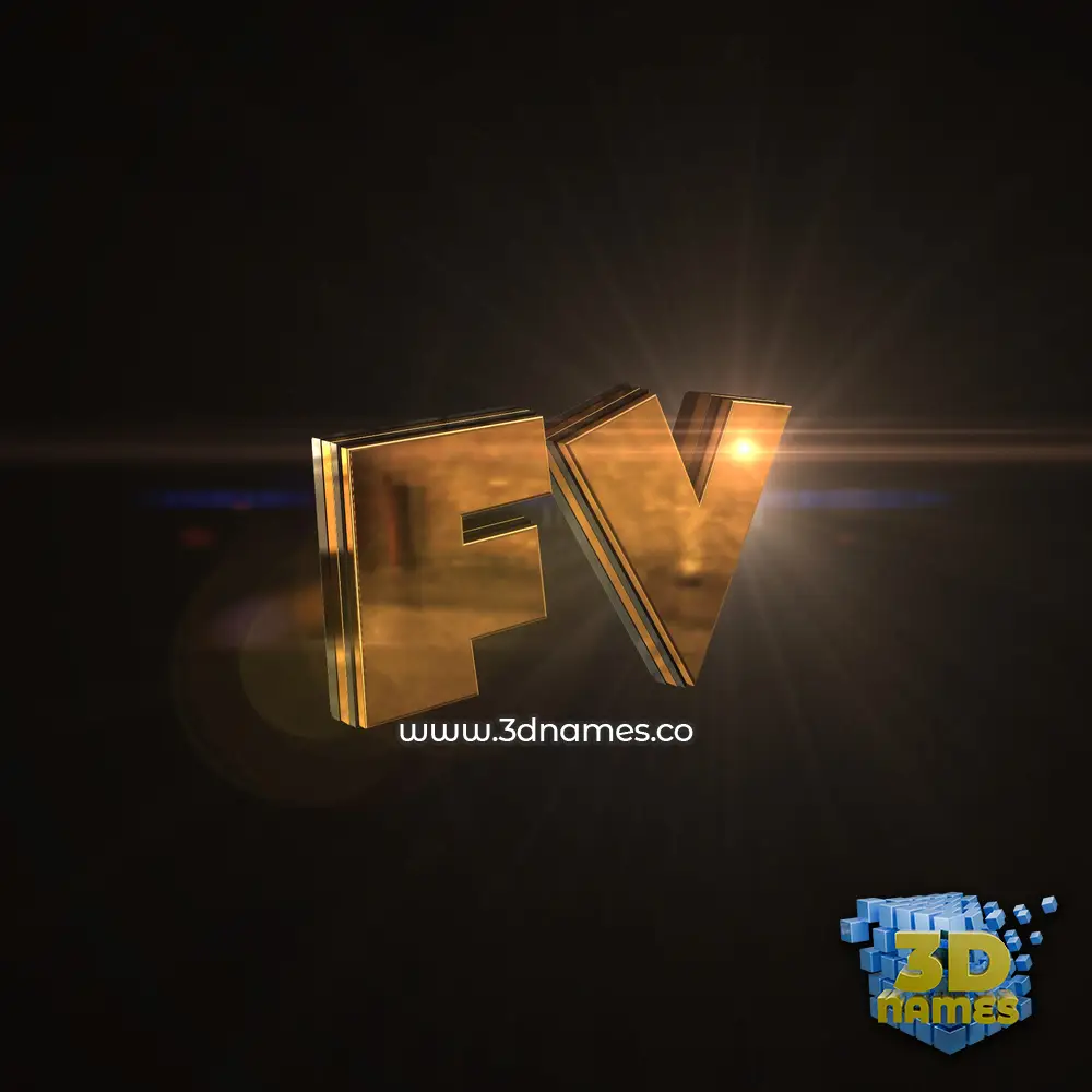 fv in Golden Sparkle style - 3D name wallpaper