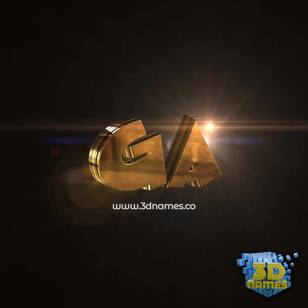 ga in Golden Sparkle style - 3D name wallpaper
