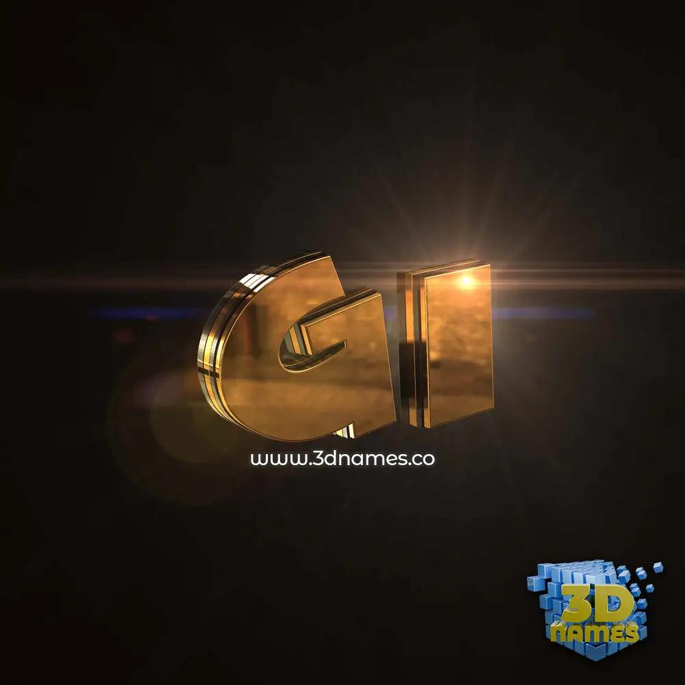 gi in Golden Sparkle style - 3D name wallpaper