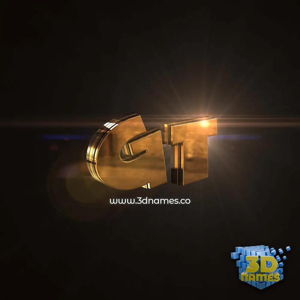 gt in Golden Sparkle style - 3D name wallpaper