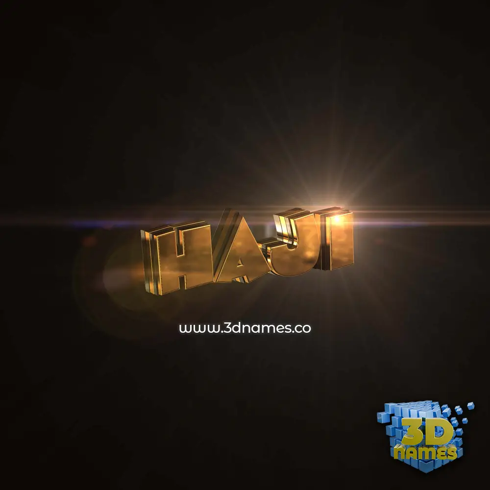 haji in Golden Sparkle style - 3D name wallpaper
