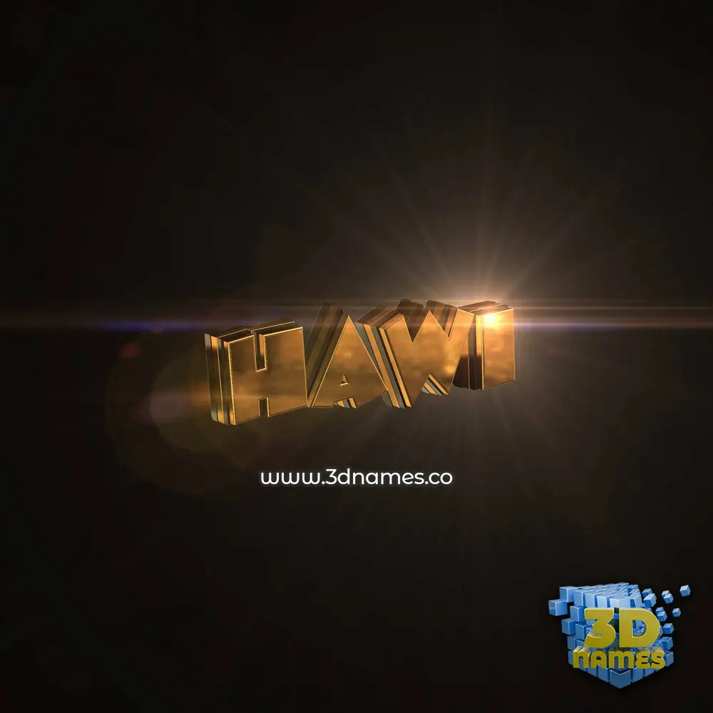 hawi in Golden Sparkle style - 3D name wallpaper