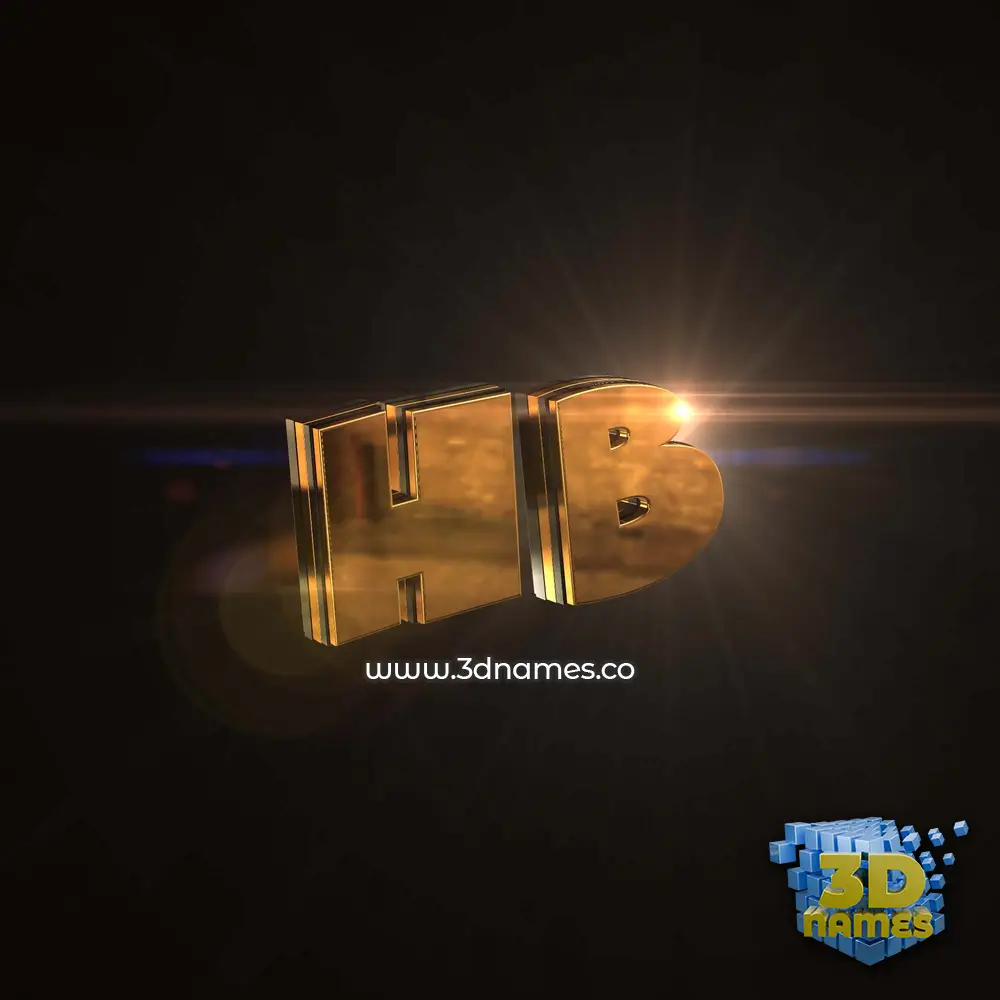 hb in Golden Sparkle style - 3D name wallpaper