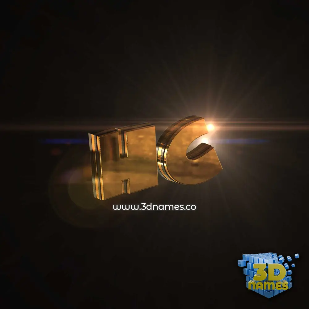hc in Golden Sparkle style - 3D name wallpaper