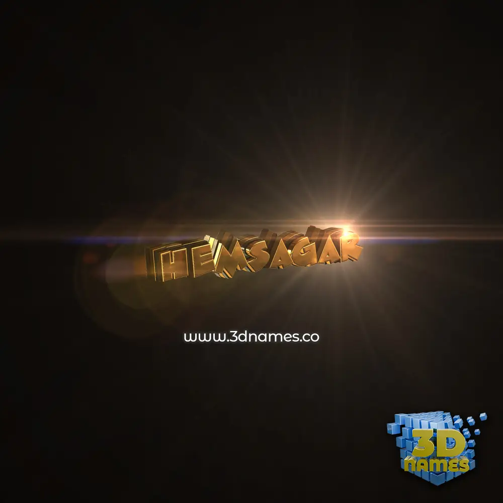hemsagar in Golden Sparkle style - 3D name wallpaper