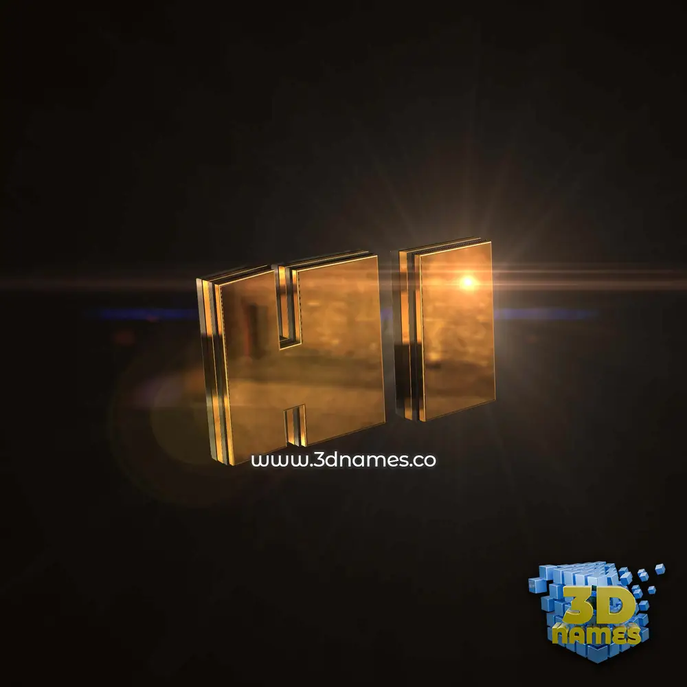 hi in Golden Sparkle style - 3D name wallpaper