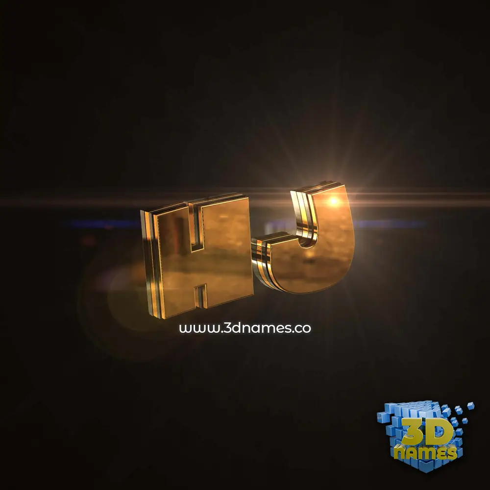 hj in Golden Sparkle style - 3D name wallpaper