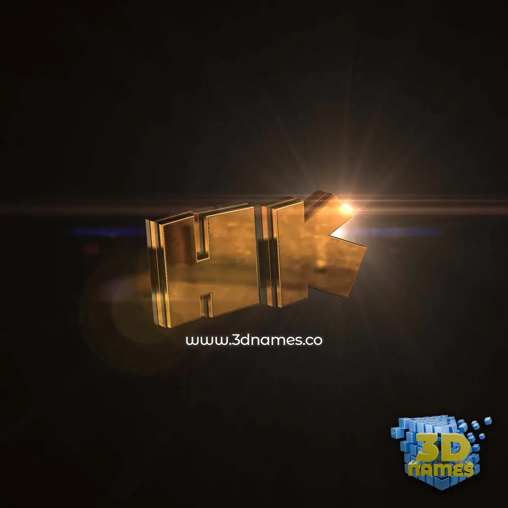 hk in Golden Sparkle style - 3D name wallpaper