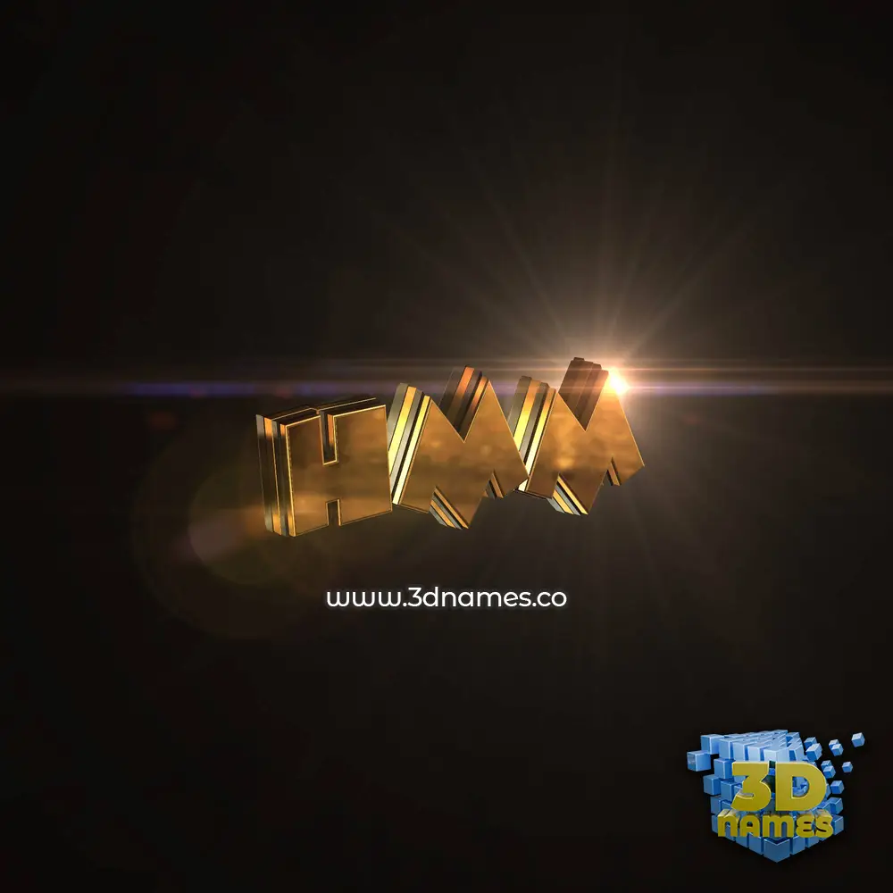 hmm in Golden Sparkle style - 3D name wallpaper