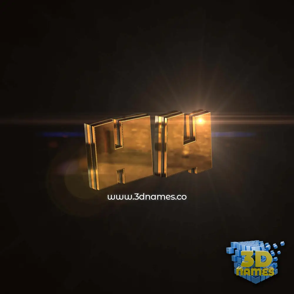 hu in Golden Sparkle style - 3D name wallpaper