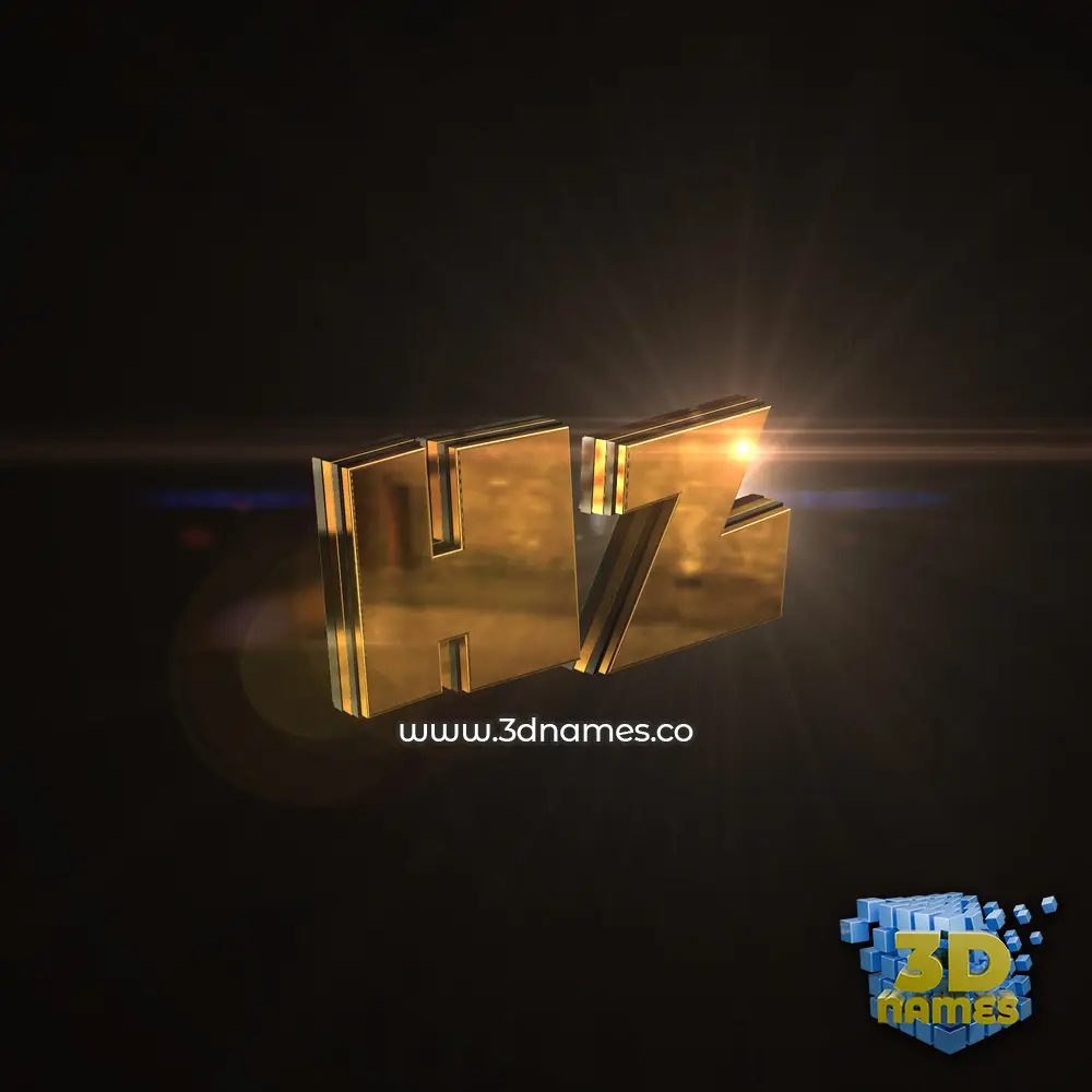 hz in Golden Sparkle style - 3D name wallpaper