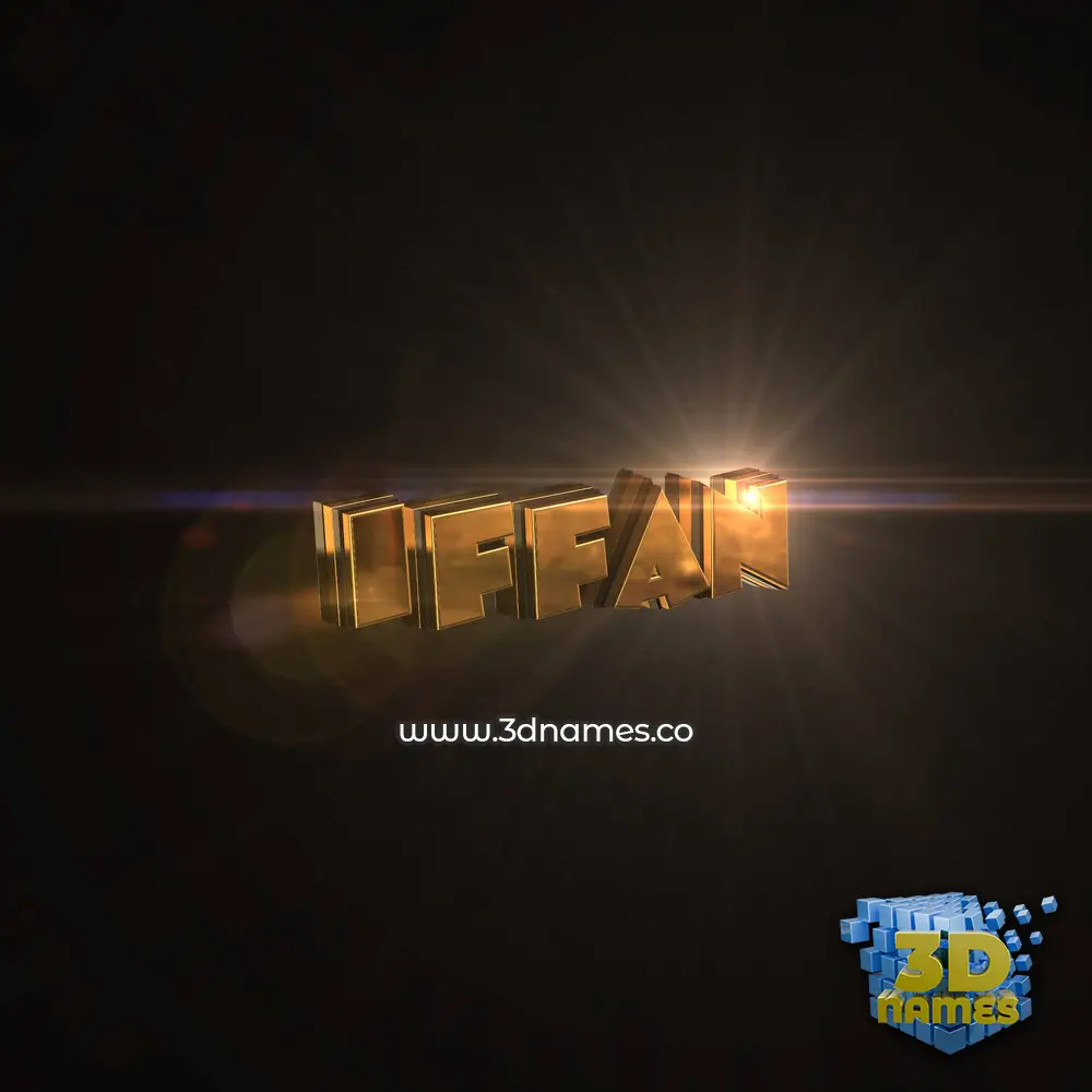 iffan in Golden Sparkle style - 3D name wallpaper