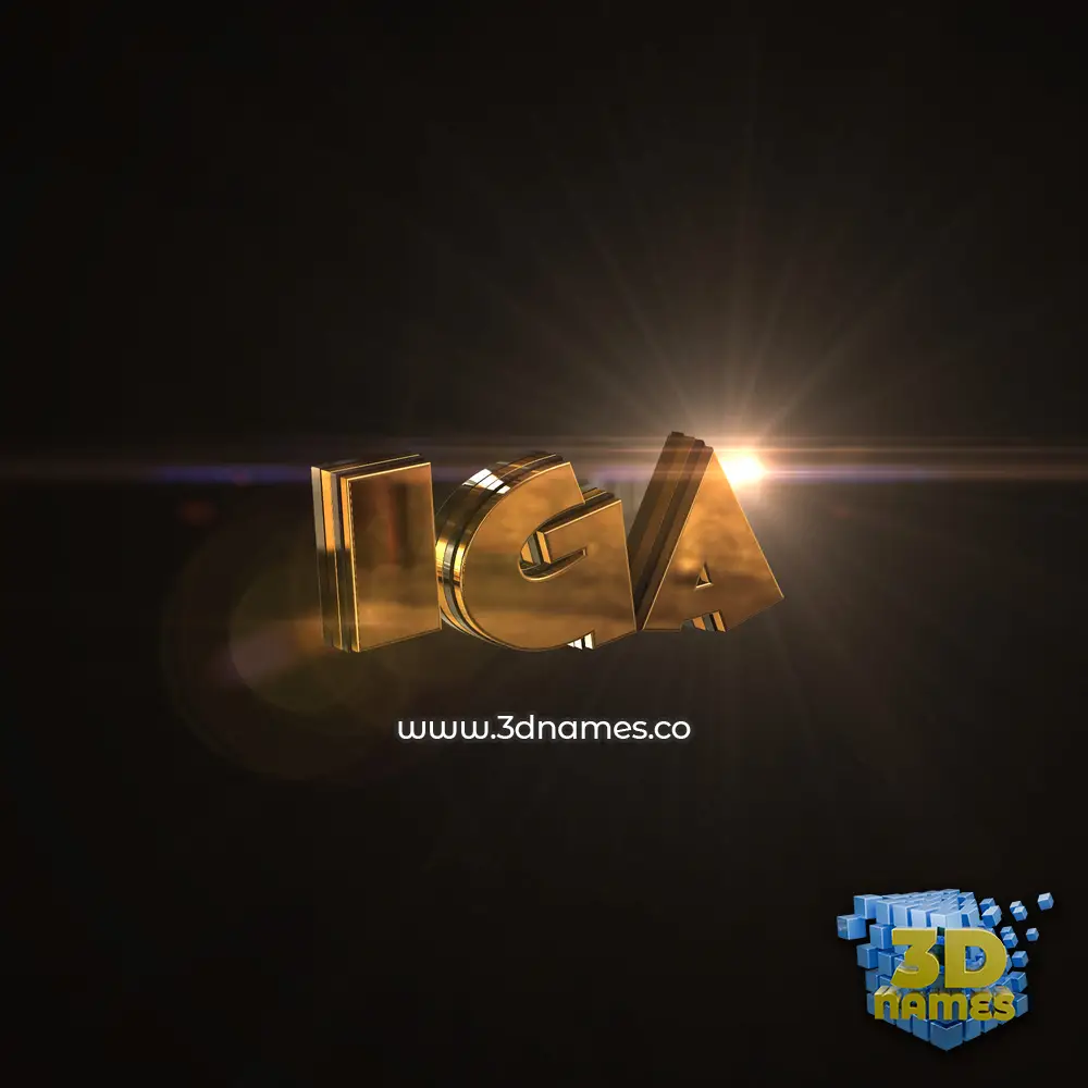 iga in Golden Sparkle style - 3D name wallpaper