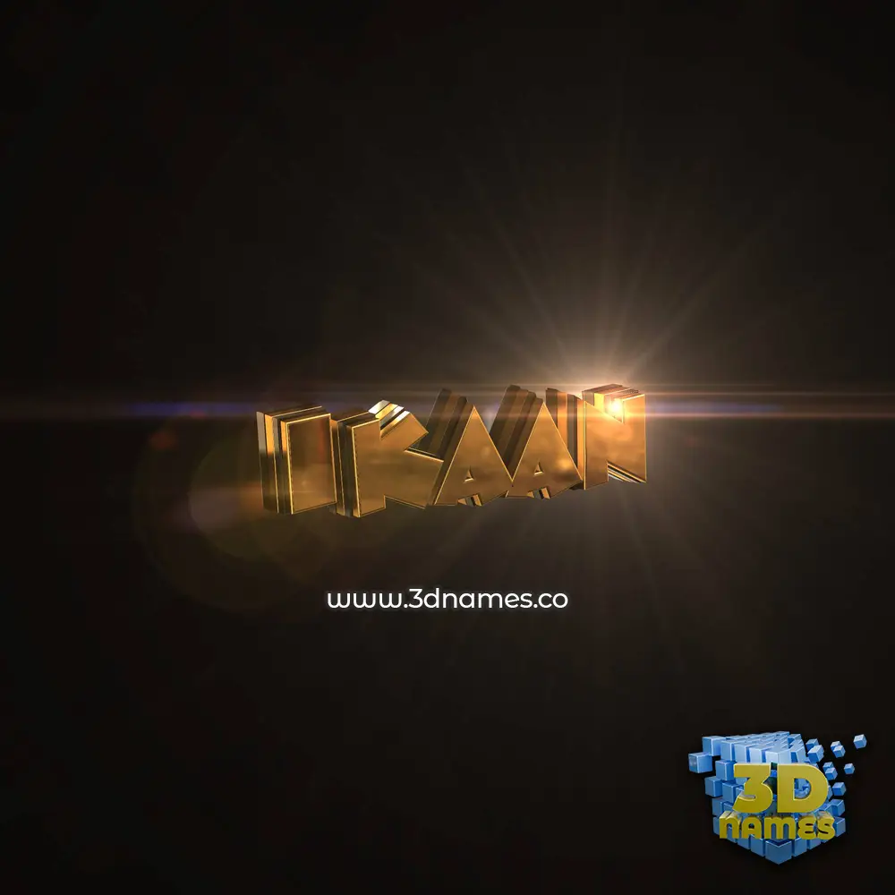 ikaan in Golden Sparkle style - 3D name wallpaper