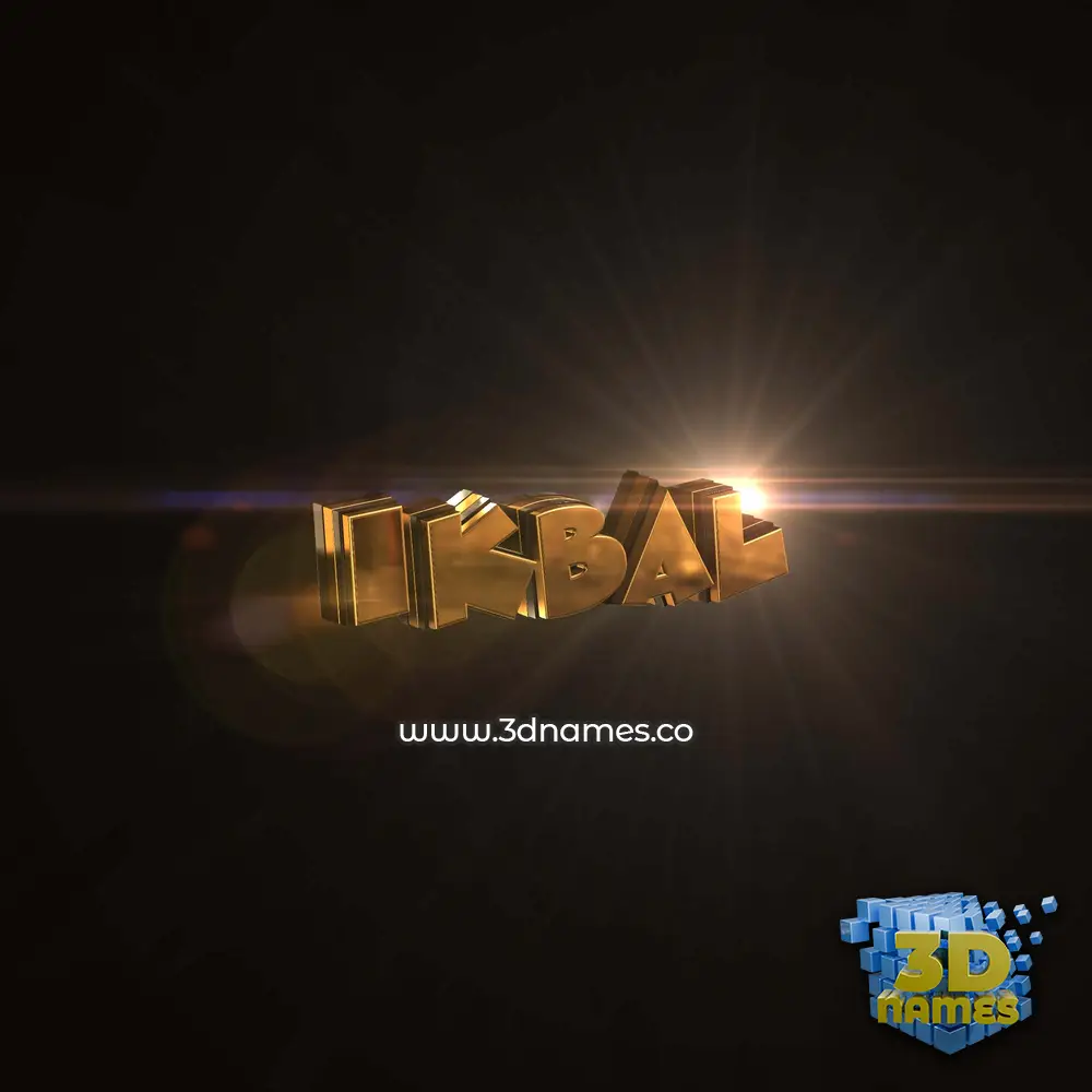 ikbal in Golden Sparkle style - 3D name wallpaper
