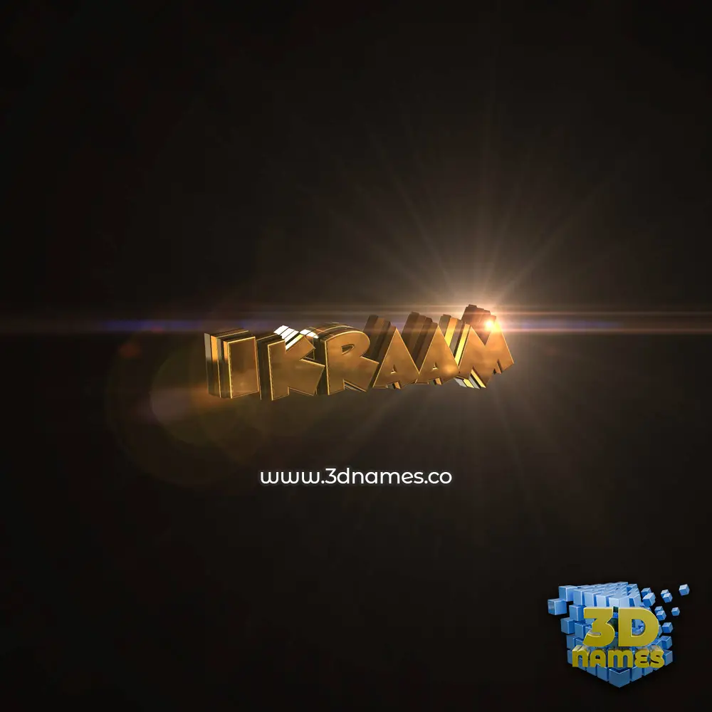 ikraam in Golden Sparkle style - 3D name wallpaper