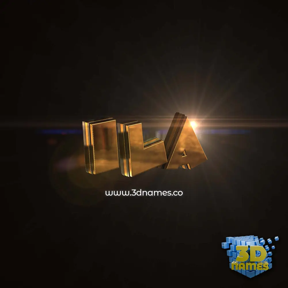 ila in Golden Sparkle style - 3D name wallpaper