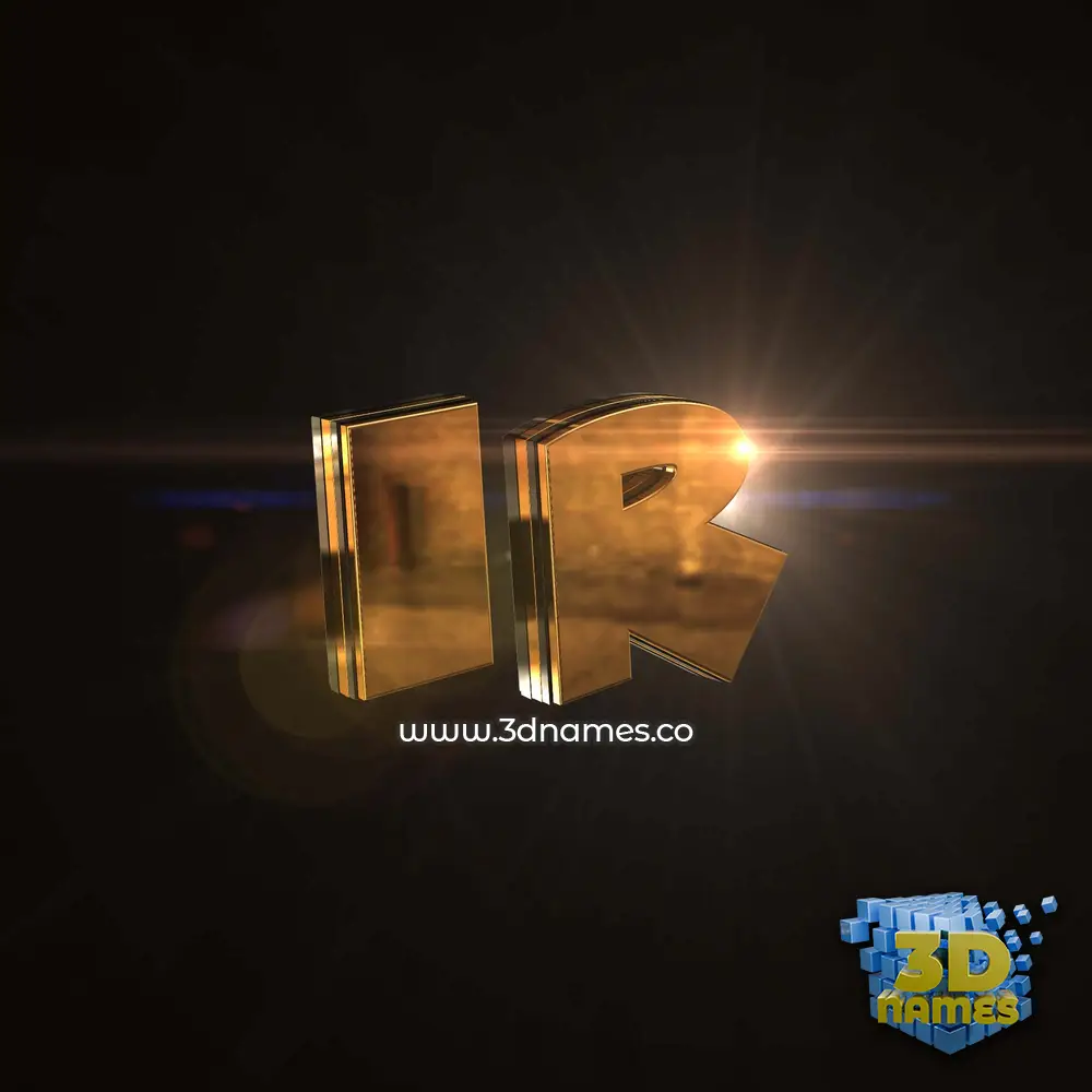 ir in Golden Sparkle style - 3D name wallpaper