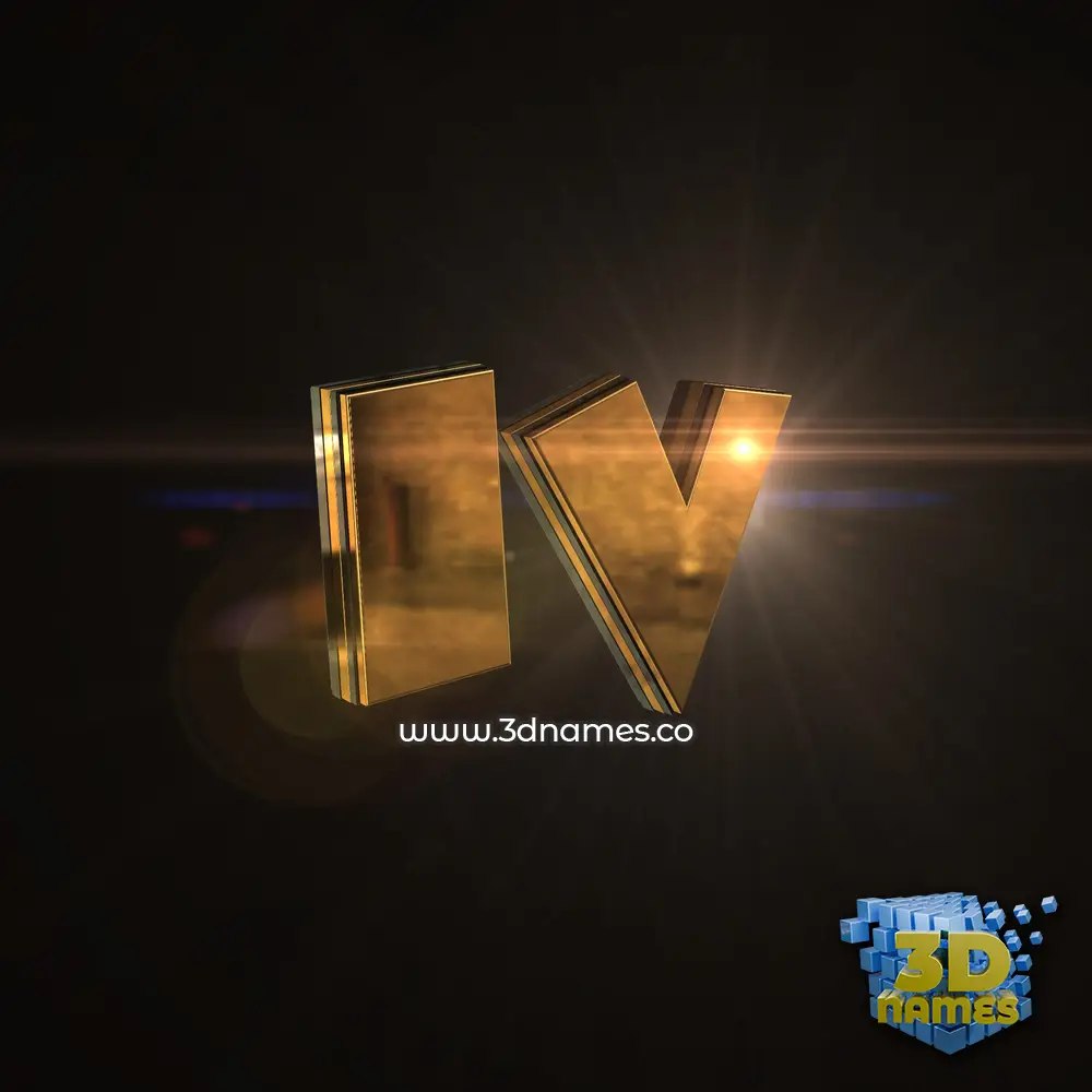 iv in Golden Sparkle style - 3D name wallpaper