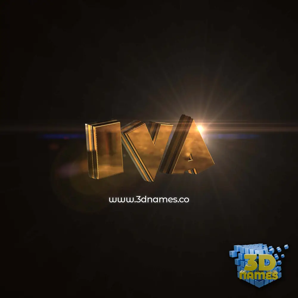 iva in Golden Sparkle style - 3D name wallpaper