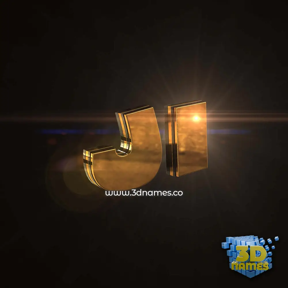 ji in Golden Sparkle style - 3D name wallpaper