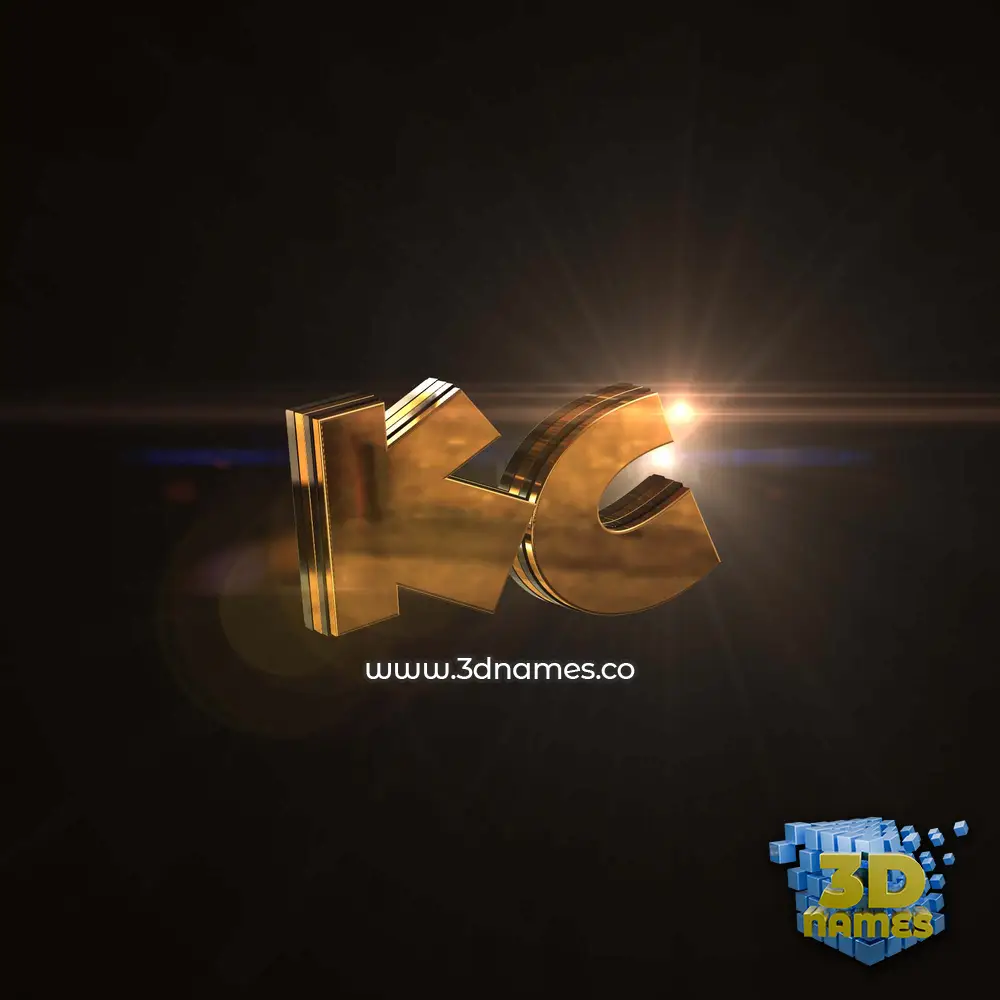 kc in Golden Sparkle style - 3D name wallpaper