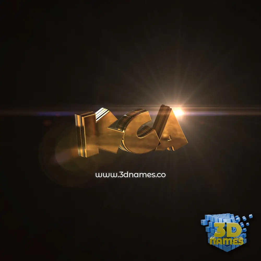 kca in Golden Sparkle style - 3D name wallpaper