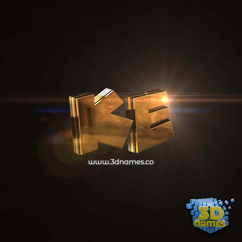 ke in Golden Sparkle style - 3D name wallpaper