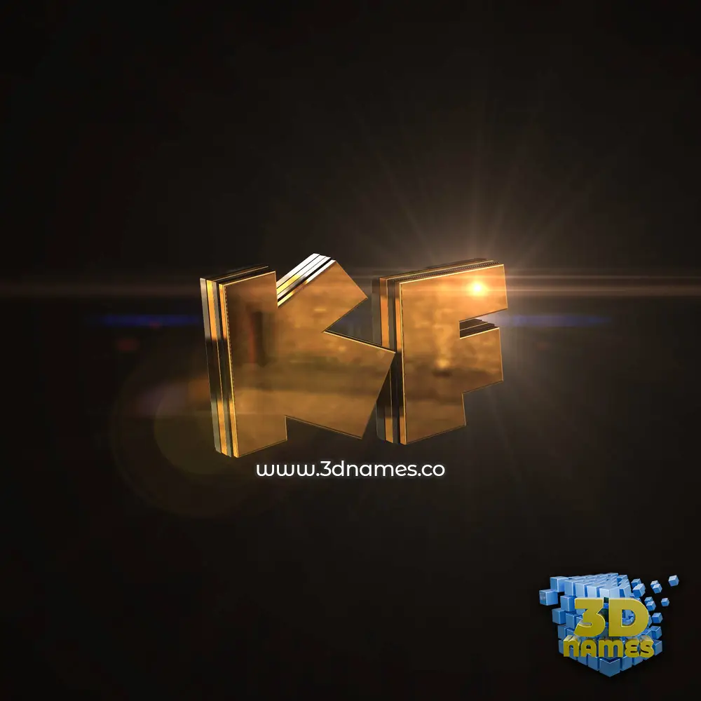 kf in Golden Sparkle style - 3D name wallpaper