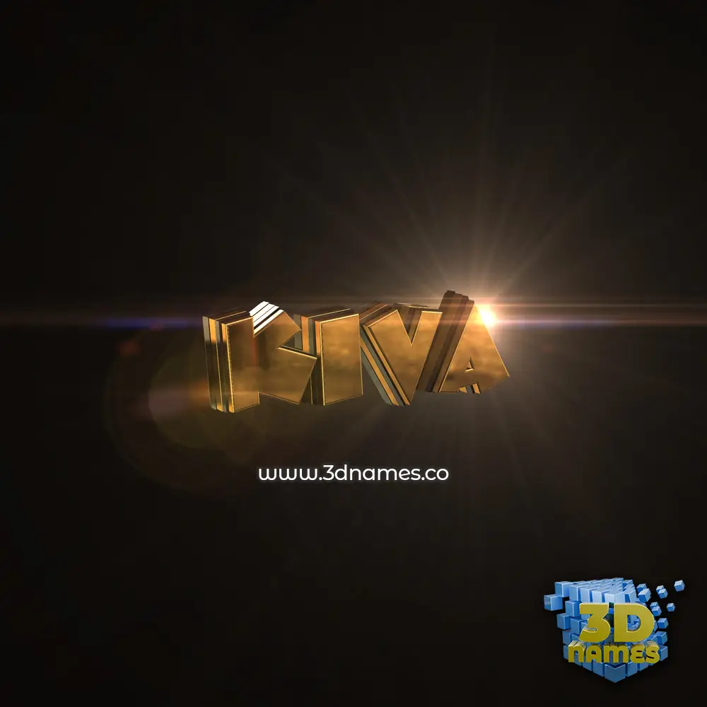 kiva in Golden Sparkle style - 3D name wallpaper