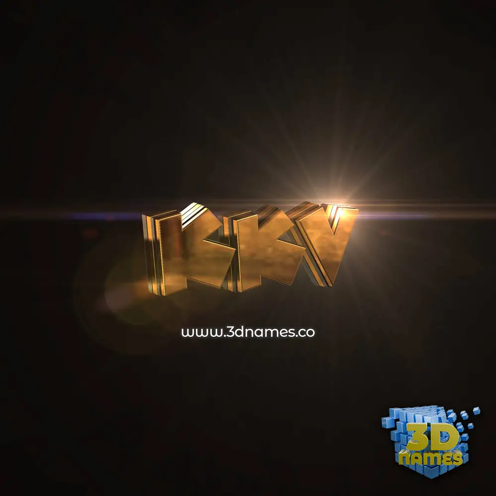 kkv in Golden Sparkle style - 3D name wallpaper
