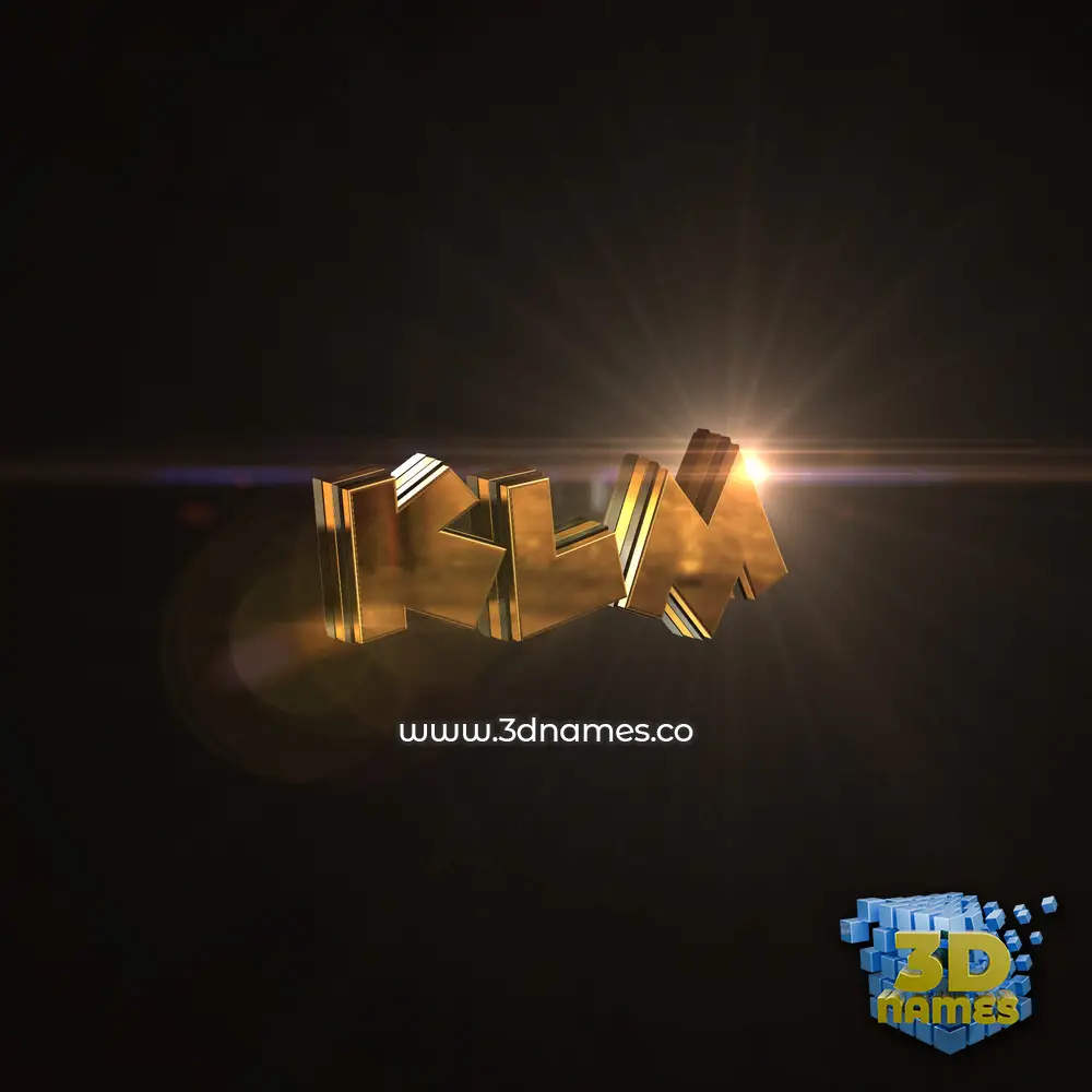 klm in Golden Sparkle style - 3D name wallpaper