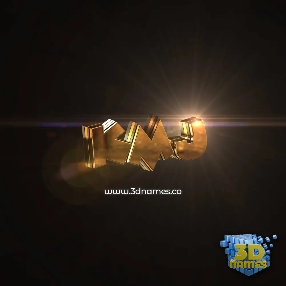 kmj in Golden Sparkle style - 3D name wallpaper