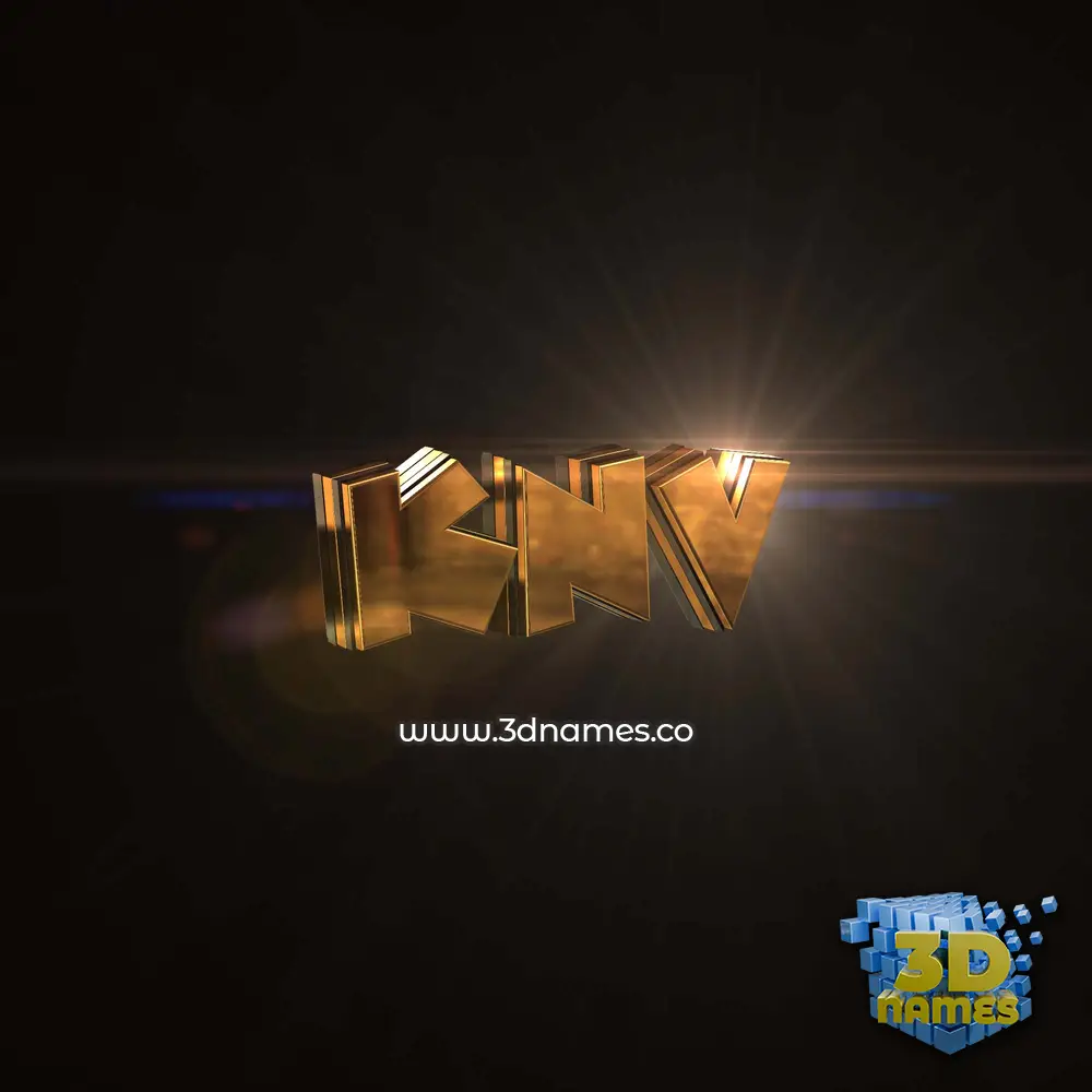 knv in Golden Sparkle style - 3D name wallpaper