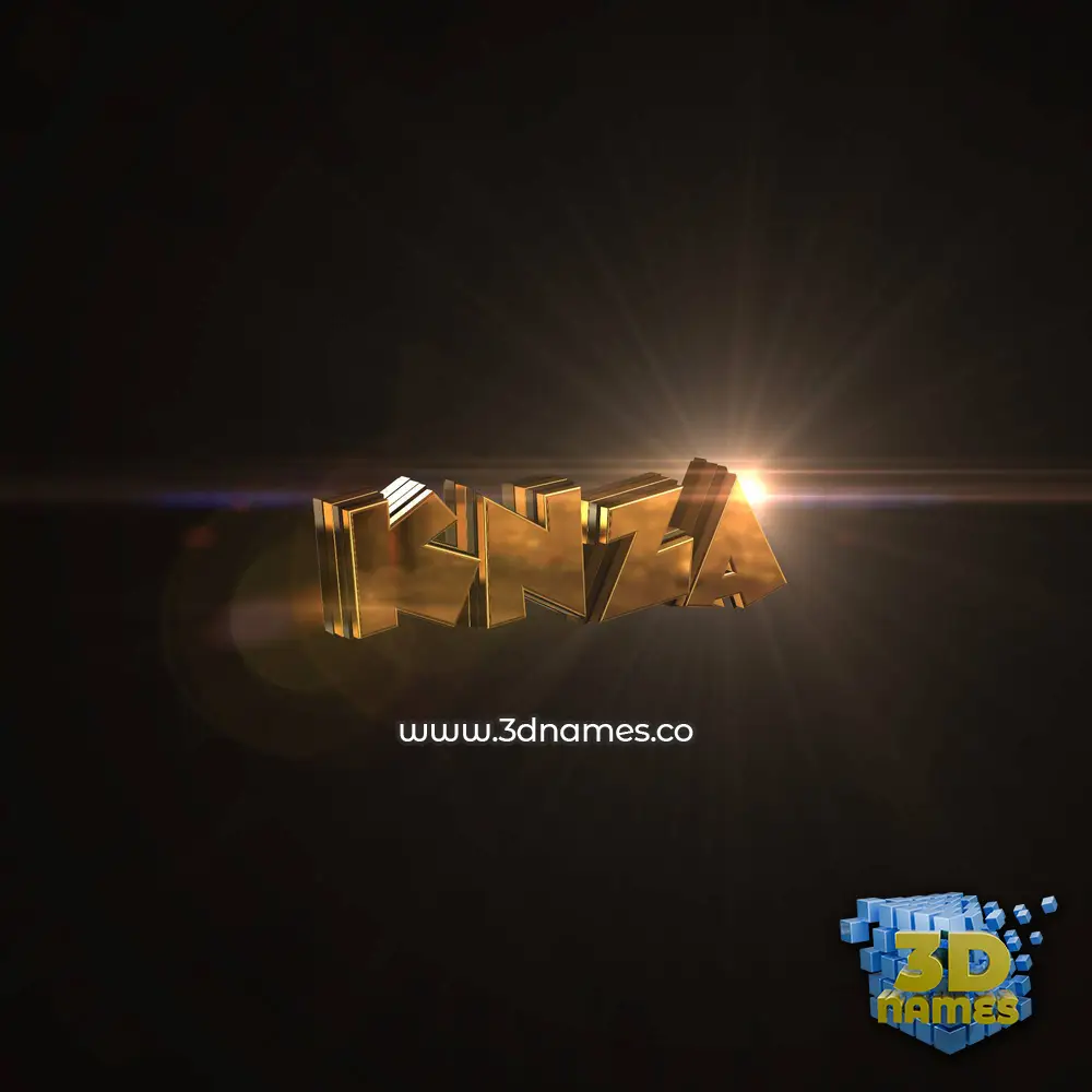 knza in Golden Sparkle style - 3D name wallpaper