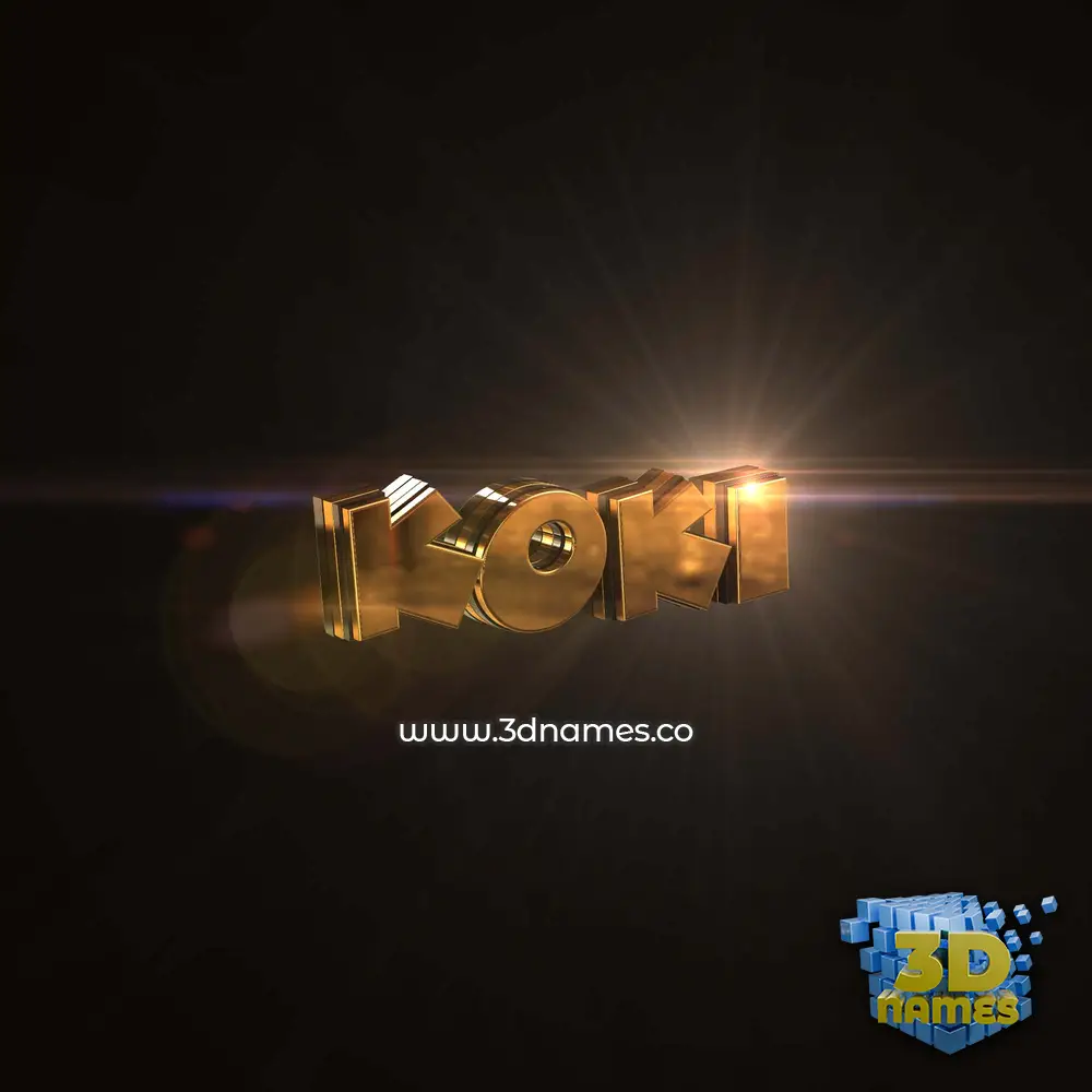 koki in Golden Sparkle style - 3D name wallpaper