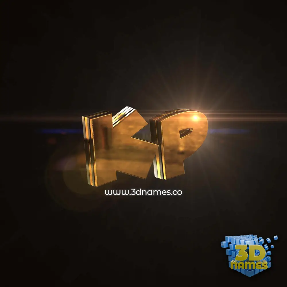 kp in Golden Sparkle style - 3D name wallpaper