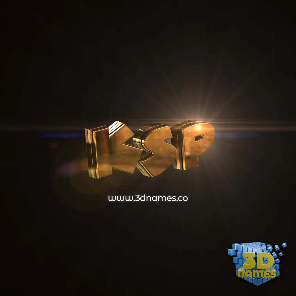 ksp in Golden Sparkle style - 3D name wallpaper