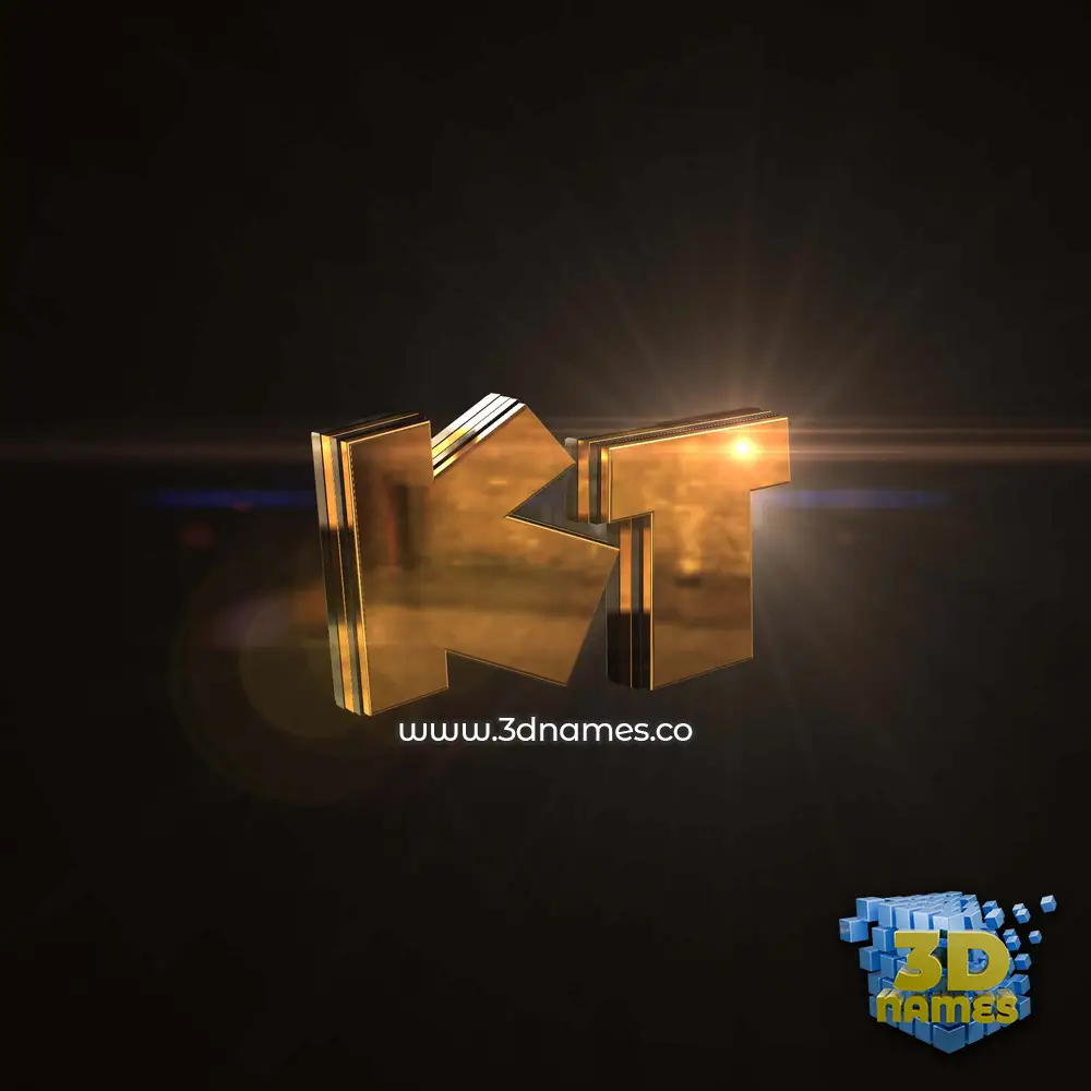 kt in Golden Sparkle style - 3D name wallpaper