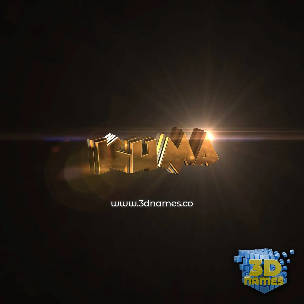 kuma in Golden Sparkle style - 3D name wallpaper