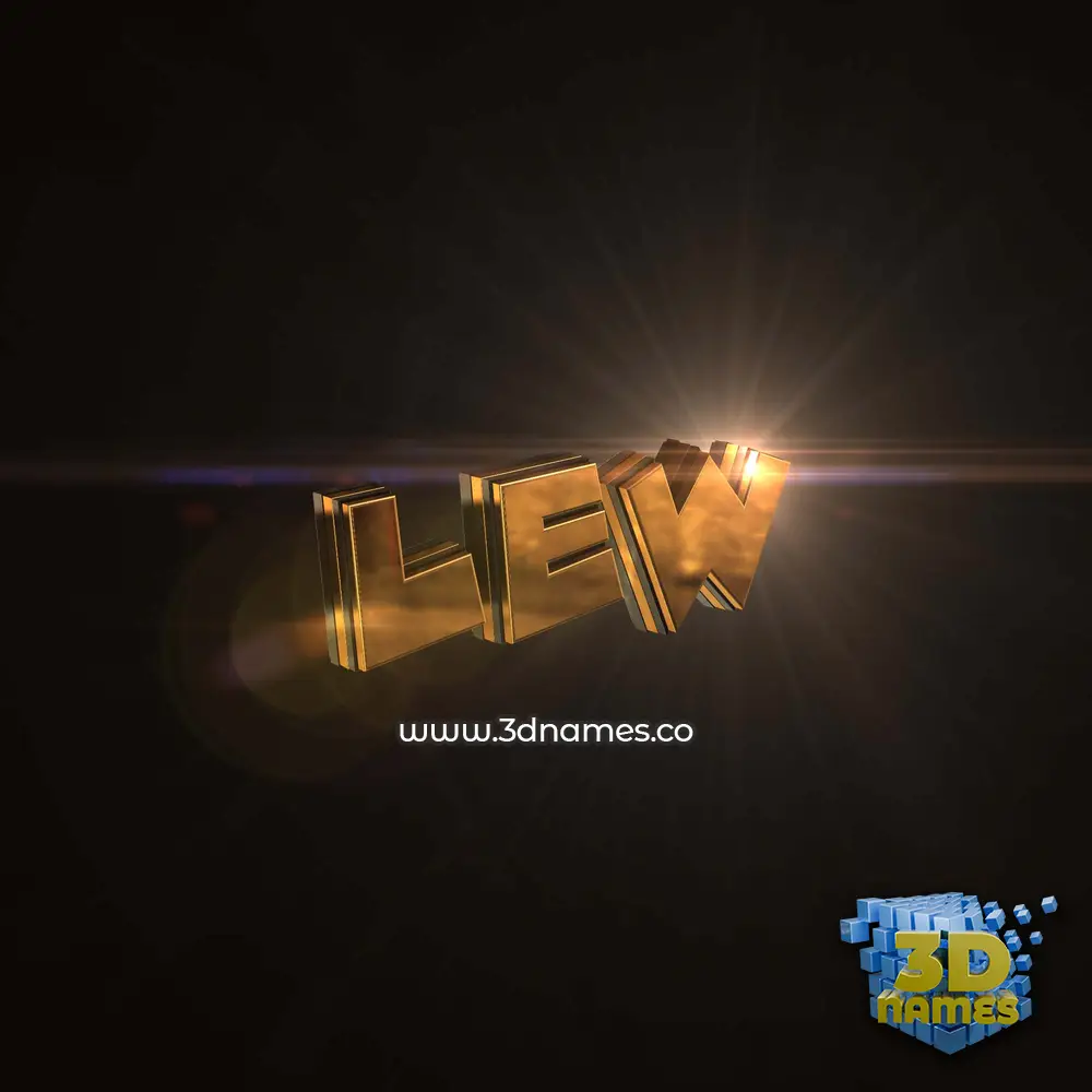 lew in Golden Sparkle style - 3D name wallpaper
