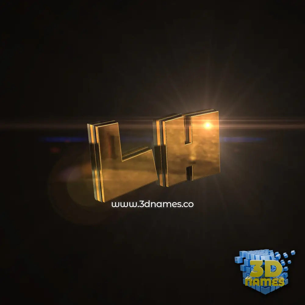 lh in Golden Sparkle style - 3D name wallpaper