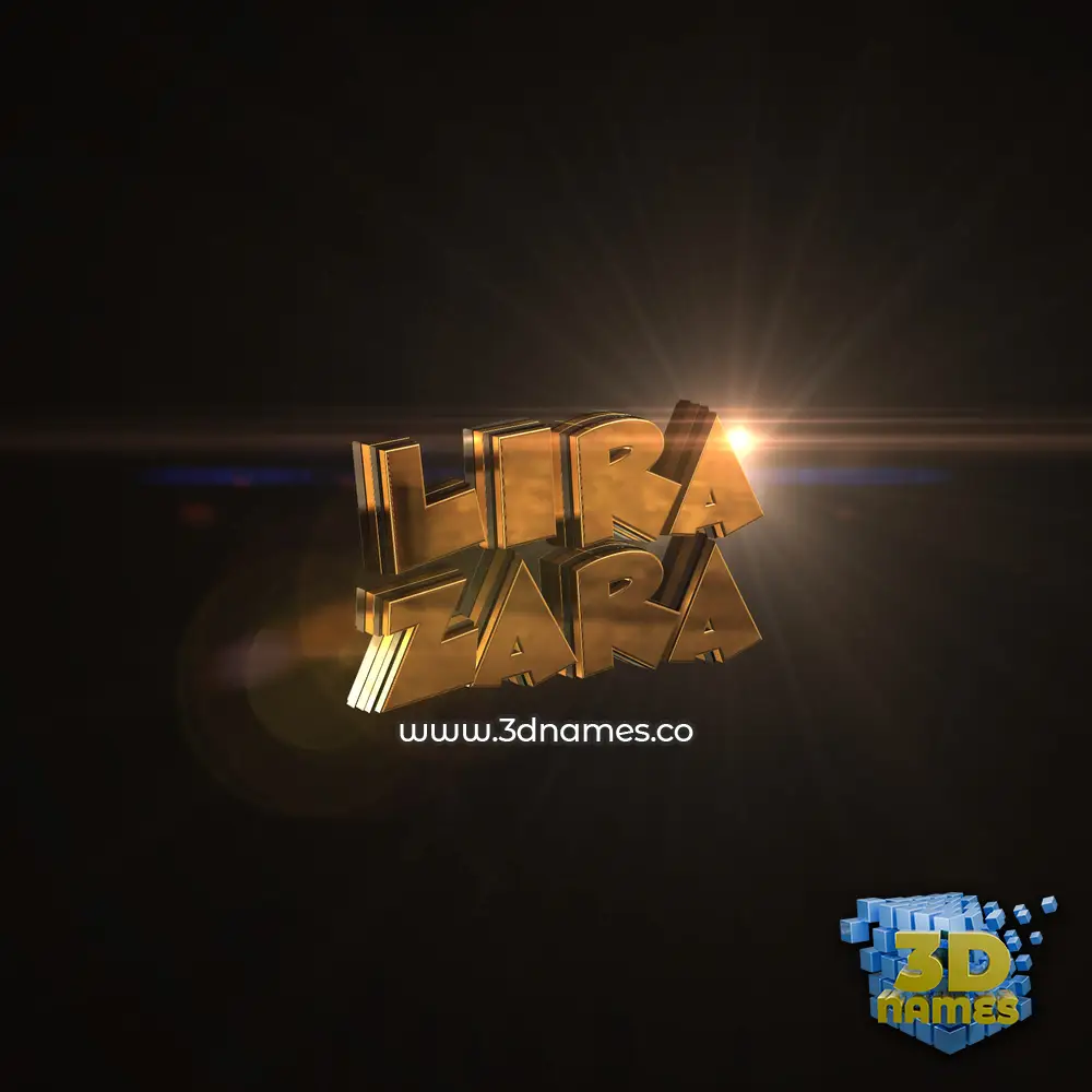 lira zara in Golden Sparkle style - 3D name wallpaper